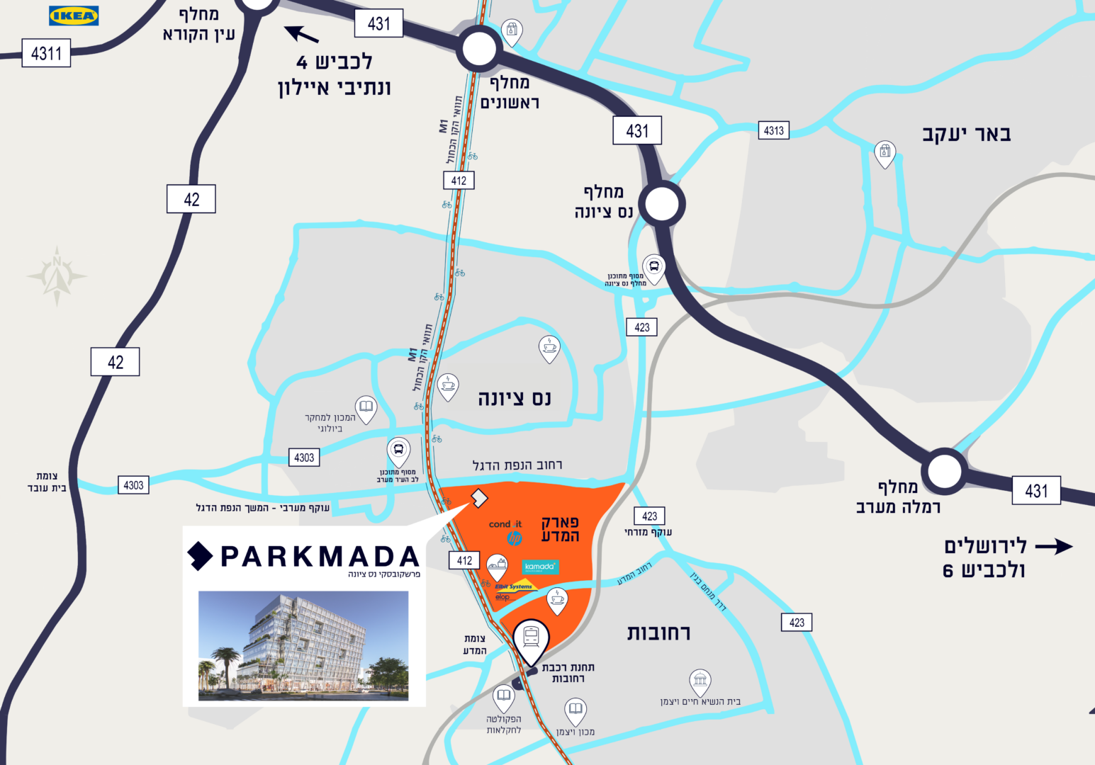 מפה פארק המדע